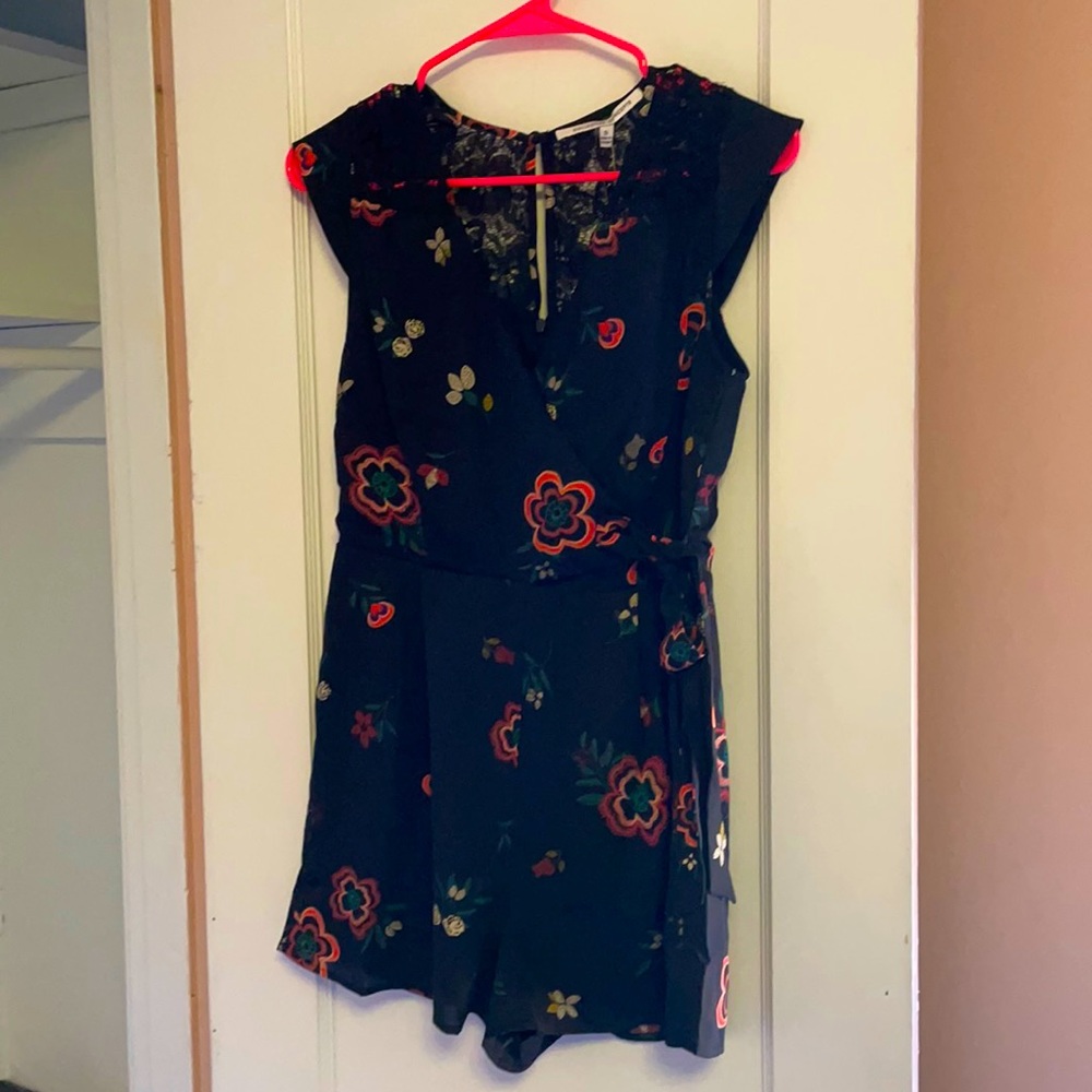 Black floral romper
